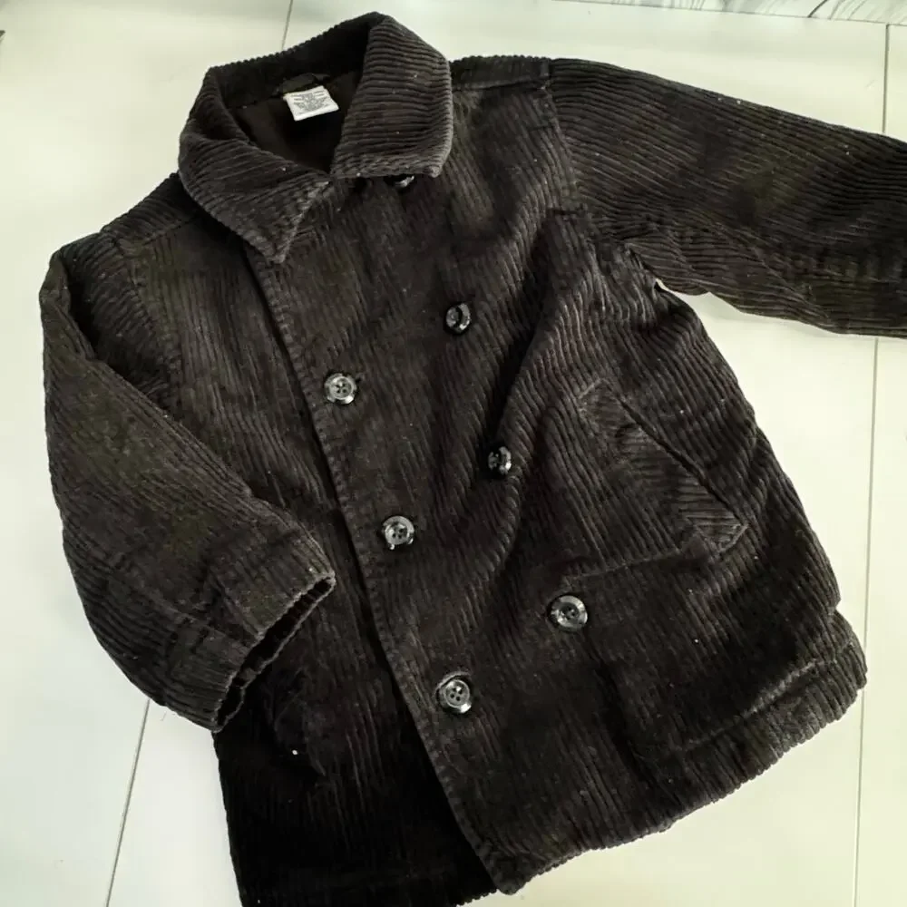 Vintage 2002 Gymboree Black Corduroy Jacket Coat Hooded Toddler Boy 2t  Holiday